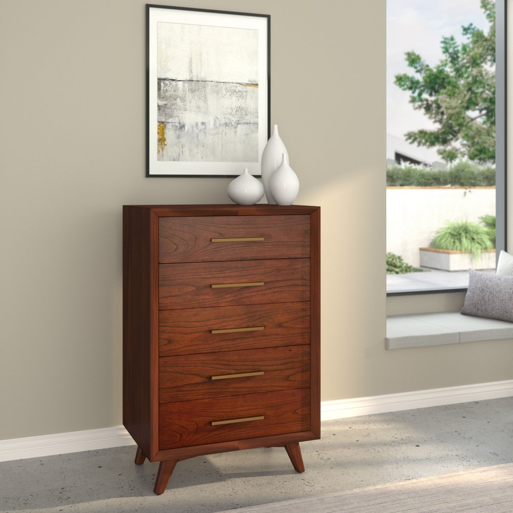 Walnut Solid Wood Seven Drawer Double Dresser - 60-inch