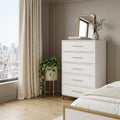 White Solid Wood Five Drawer Dresser - 30-inch