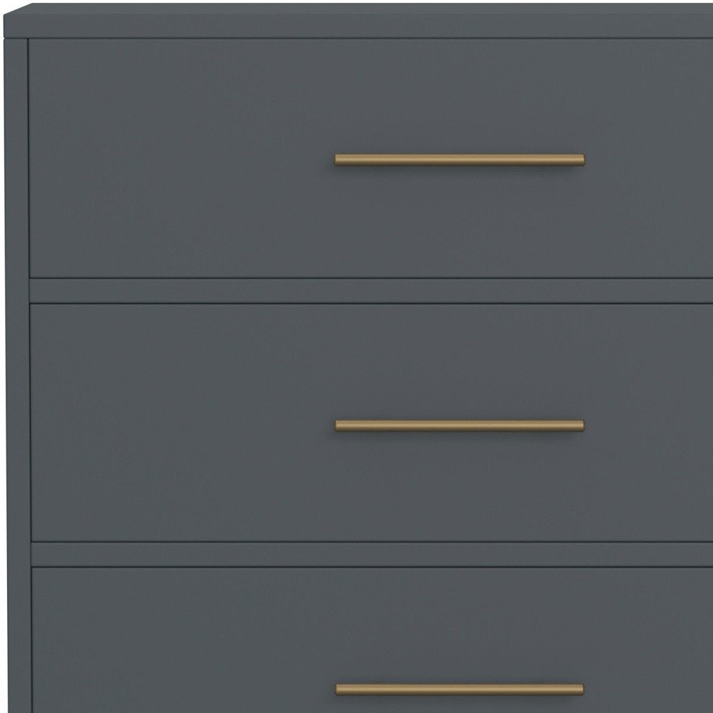 Gray Solid Wood Five Drawer Dresser - 33-inch