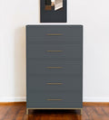 Gray Solid Wood Five Drawer Dresser - 33-inch
