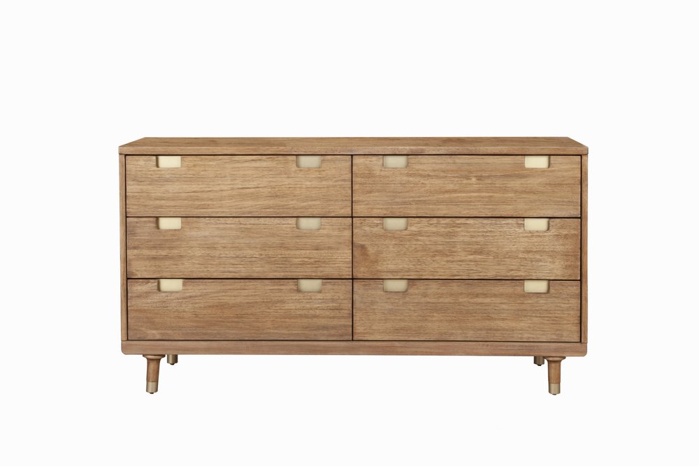 Brown Solid Wood Six Drawer Double Dresser - 60-inch