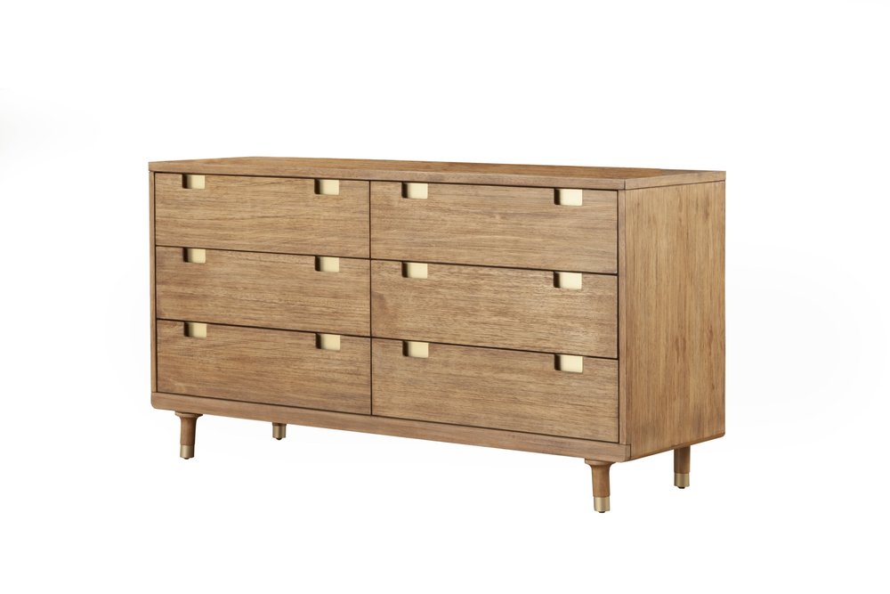 Brown Solid Wood Six Drawer Double Dresser - 60-inch