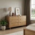 Brown Solid Wood Six Drawer Double Dresser - 60-inch