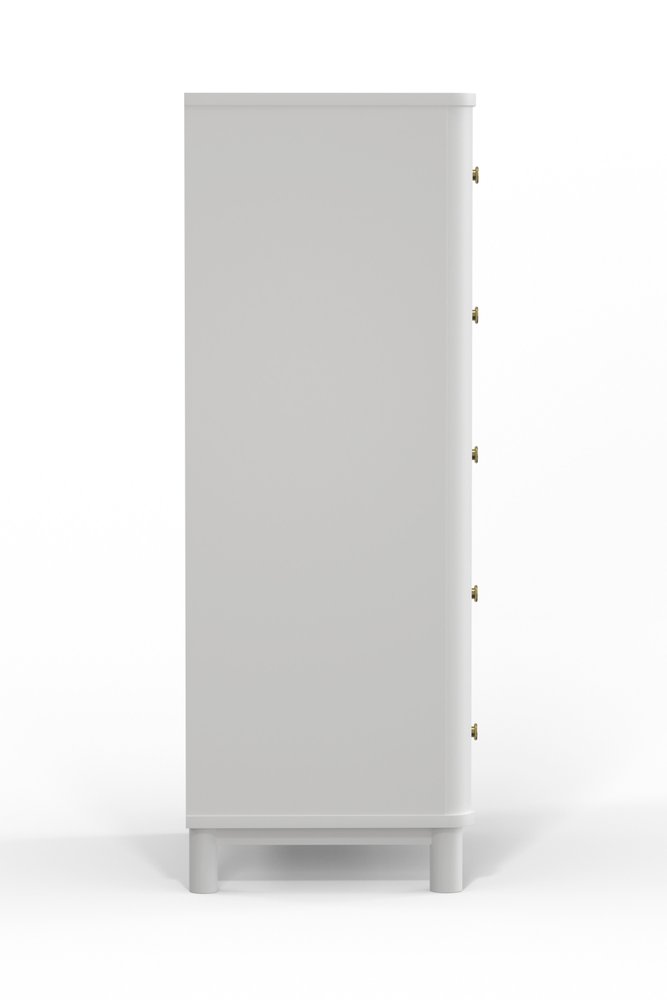 White Solid Wood Five Drawer Dresser - 28-inch