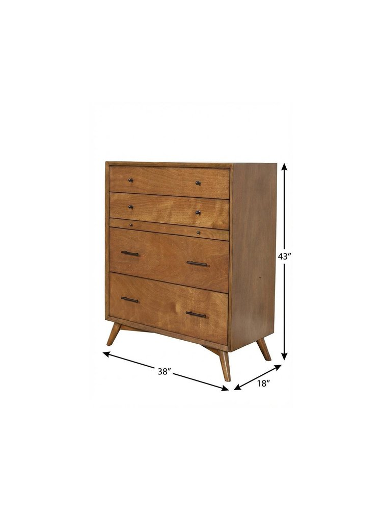 Brown Solid Wood Four Drawer Chest - 38-inch