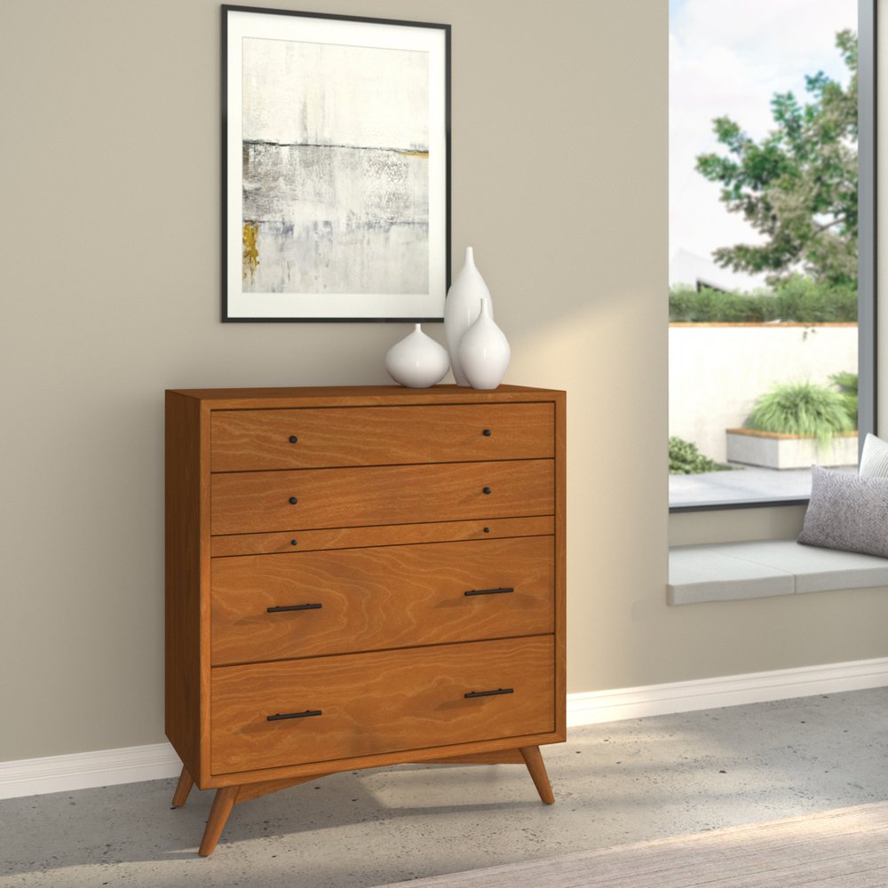 Brown Solid Wood Four Drawer Chest - 38-inch
