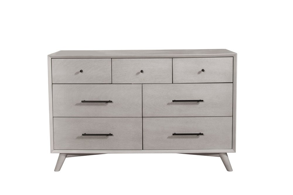 Gray Solid Wood Seven Drawer Double Dresser - 59-inch