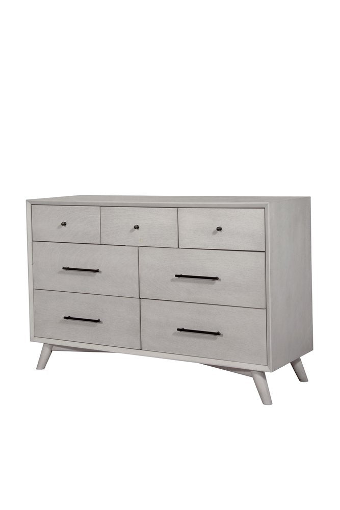 Gray Solid Wood Seven Drawer Double Dresser - 59-inch