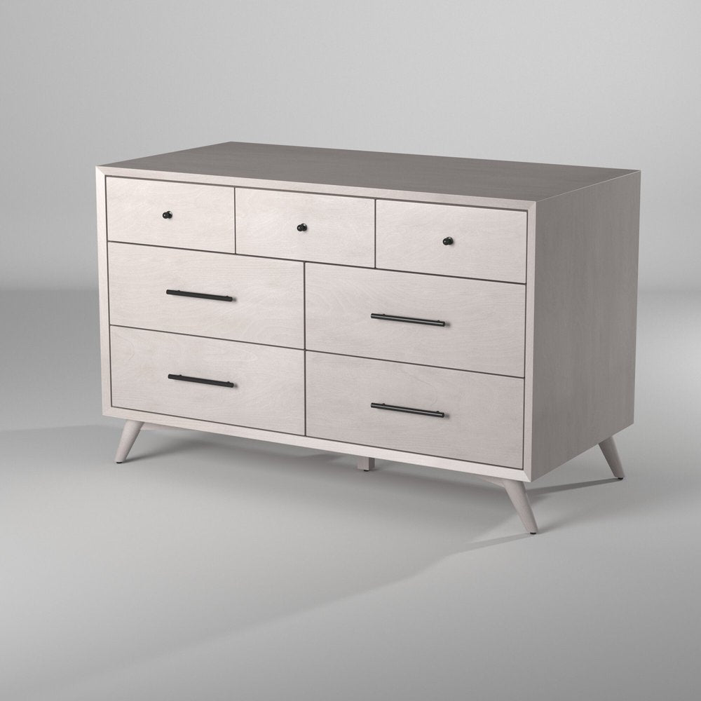 Gray Solid Wood Seven Drawer Double Dresser - 59-inch