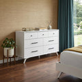 White Solid Wood Seven Drawer Double Dresser - 56-inch