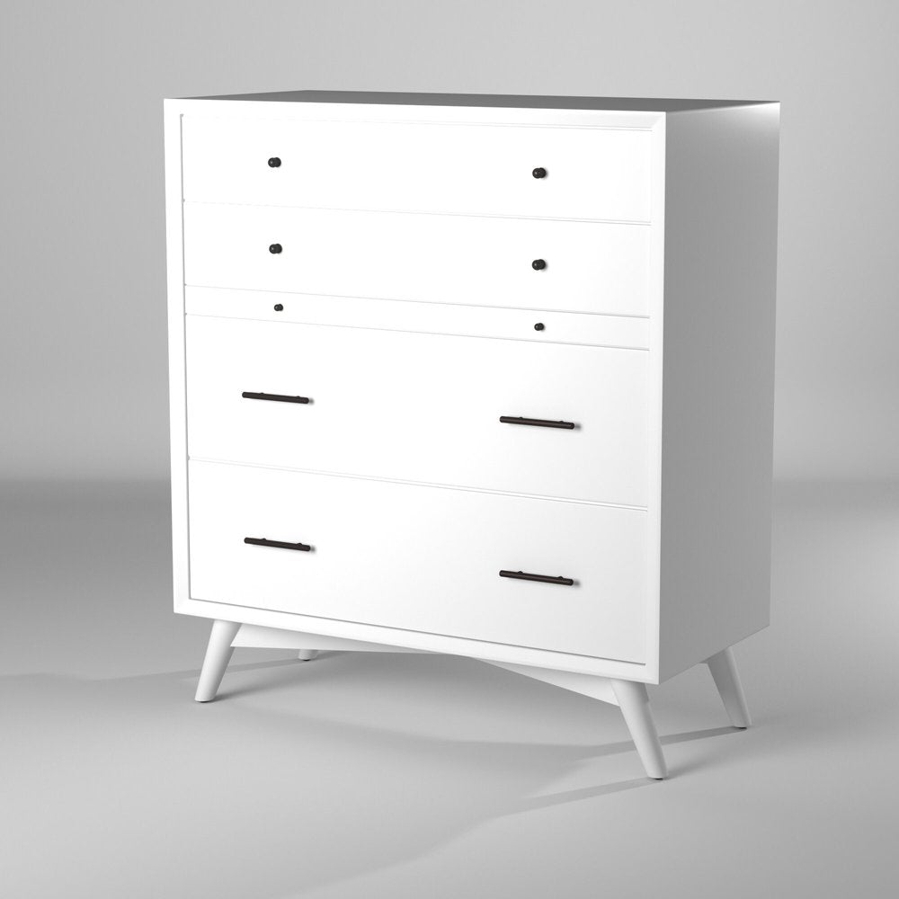 White Solid Wood Seven Drawer Double Dresser - 56-inch