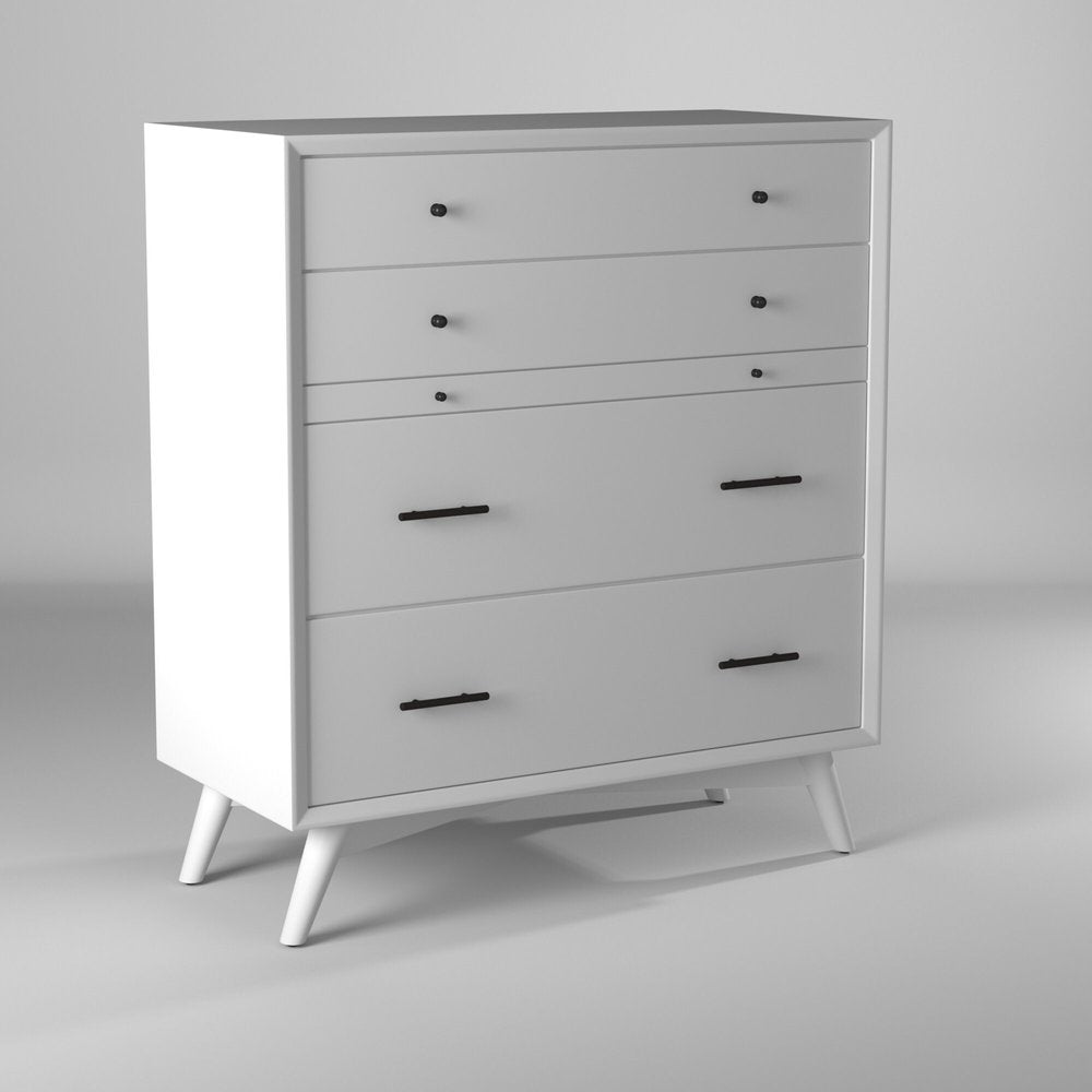 White Solid Wood Seven Drawer Double Dresser - 56-inch