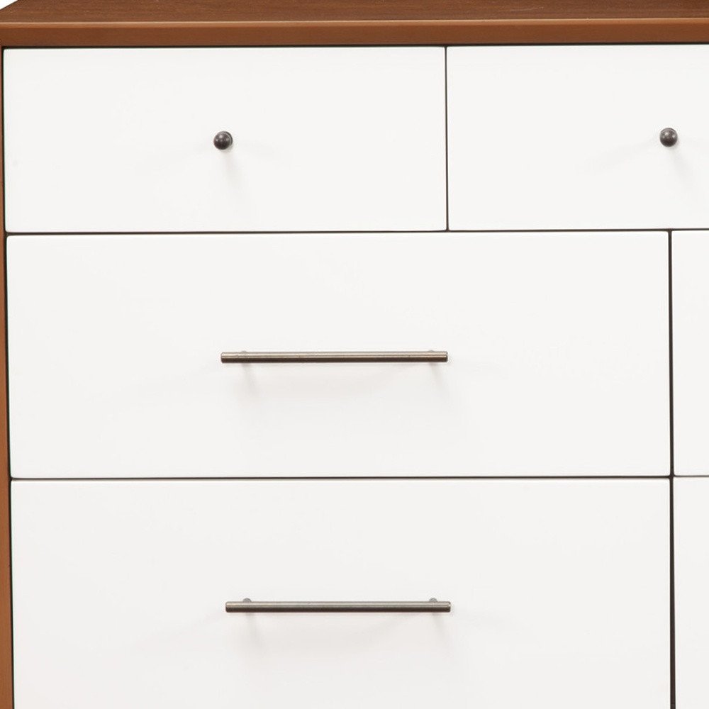 Brown and White Solid Wood Seven Drawer Double Dresser - 56-inch