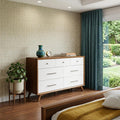 Brown and White Solid Wood Seven Drawer Double Dresser - 56-inch