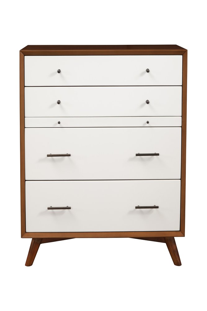 Brown and White Solid Wood Seven Drawer Double Dresser - 56-inch