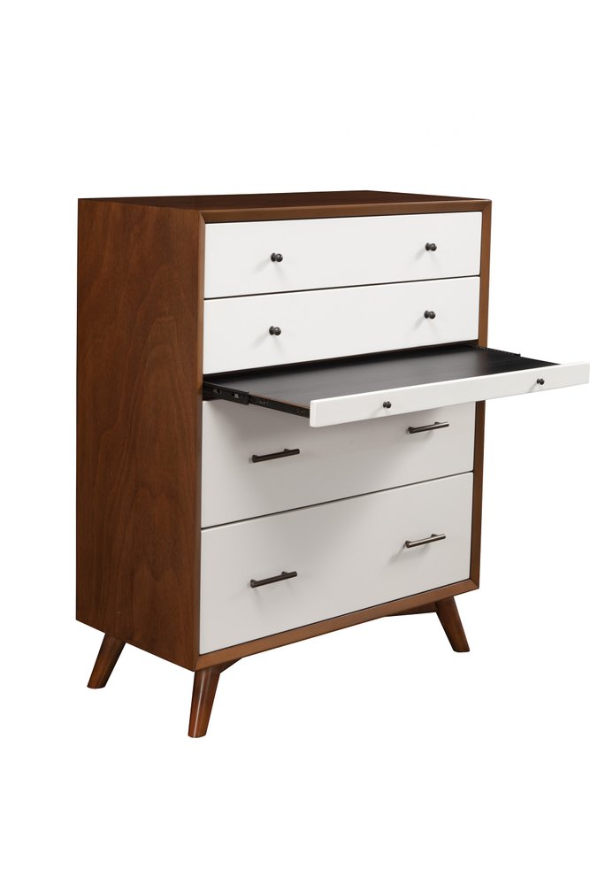 Brown and White Solid Wood Seven Drawer Double Dresser - 56-inch