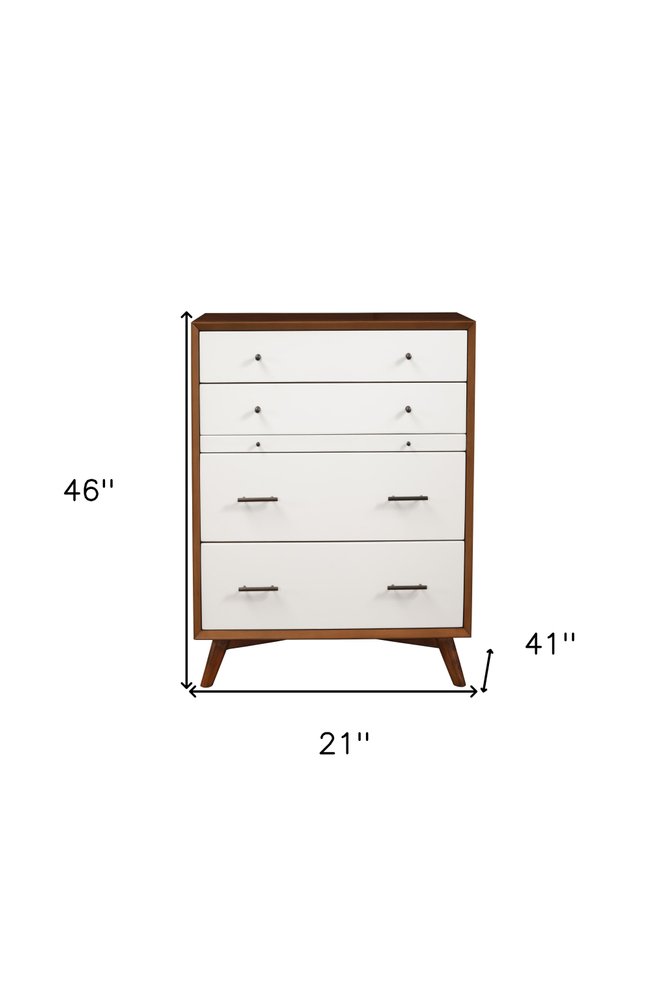 Brown and White Solid Wood Seven Drawer Double Dresser - 56-inch