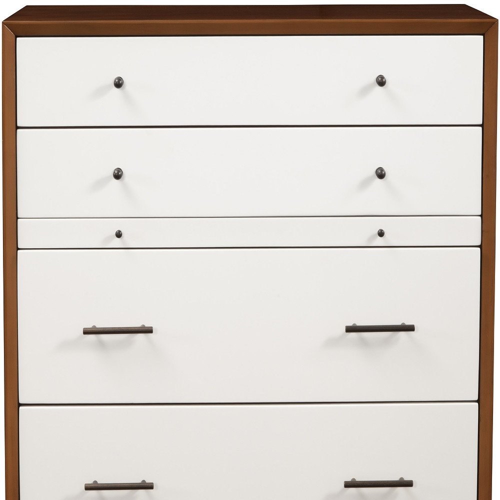 Brown and White Solid Wood Seven Drawer Double Dresser - 56-inch