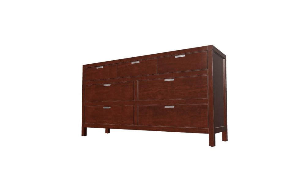 Brown Solid Wood Seven Drawer Double Dresser - 63-inch