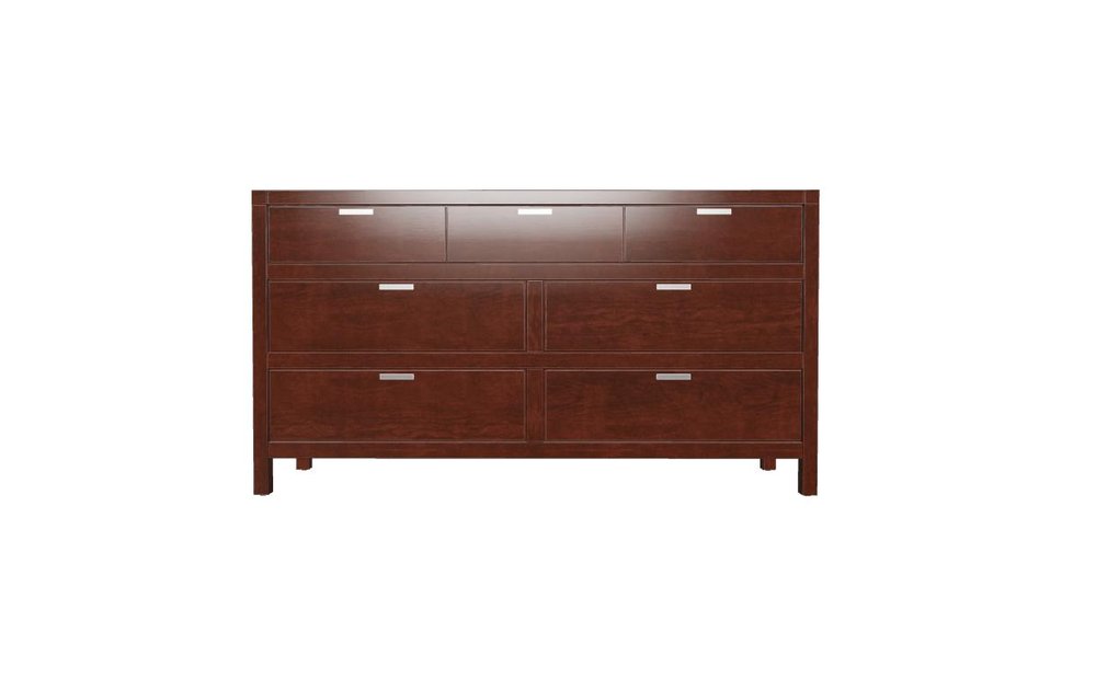 Brown Solid Wood Seven Drawer Double Dresser - 63-inch