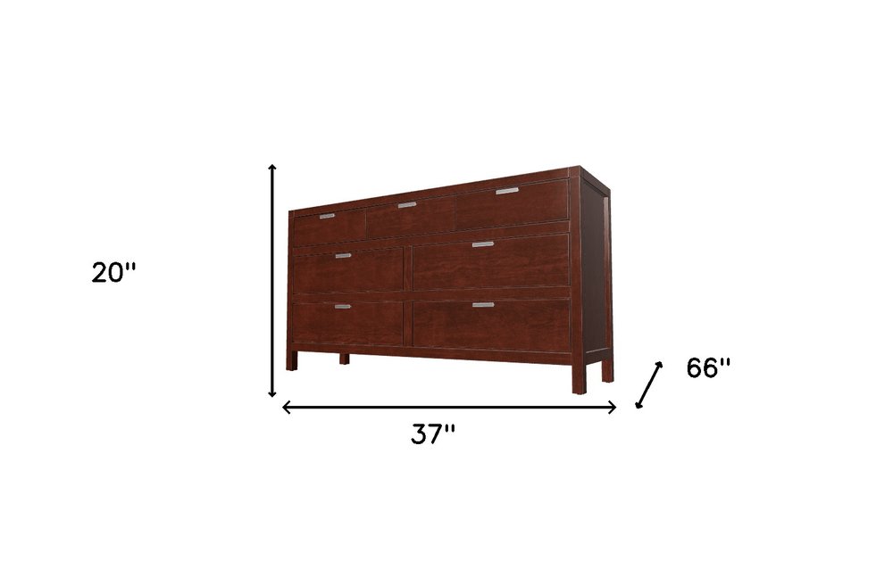 Brown Solid Wood Seven Drawer Double Dresser - 63-inch