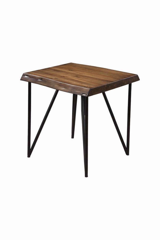 Black and Wood Brown Solid Wood End Table - 24-inch