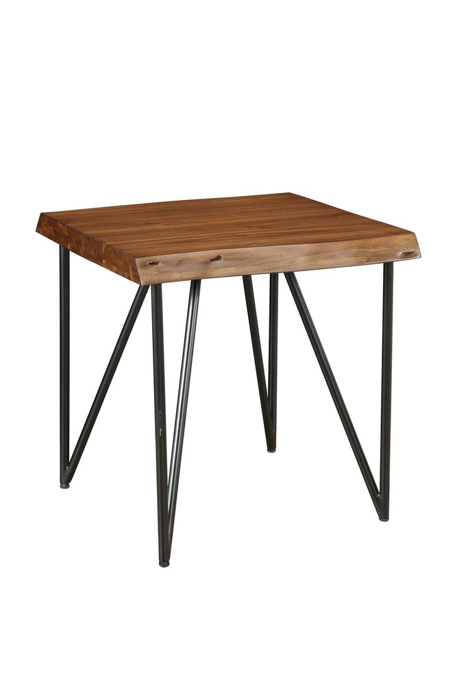 Black and Wood Brown Solid Wood End Table - 24-inch