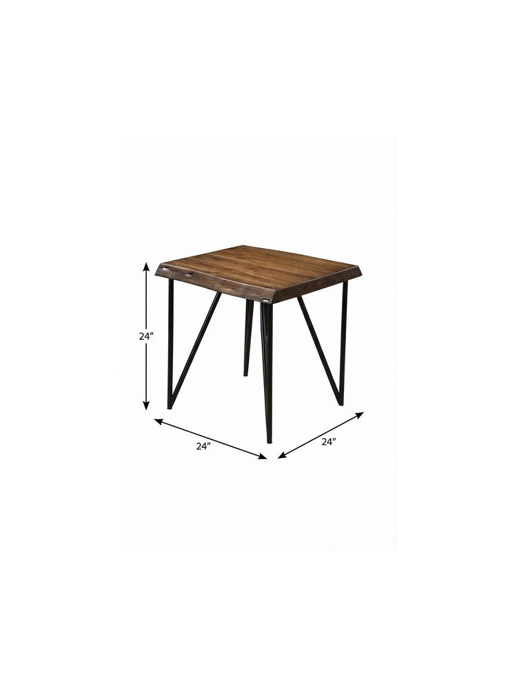 Black and Wood Brown Solid Wood End Table - 24-inch