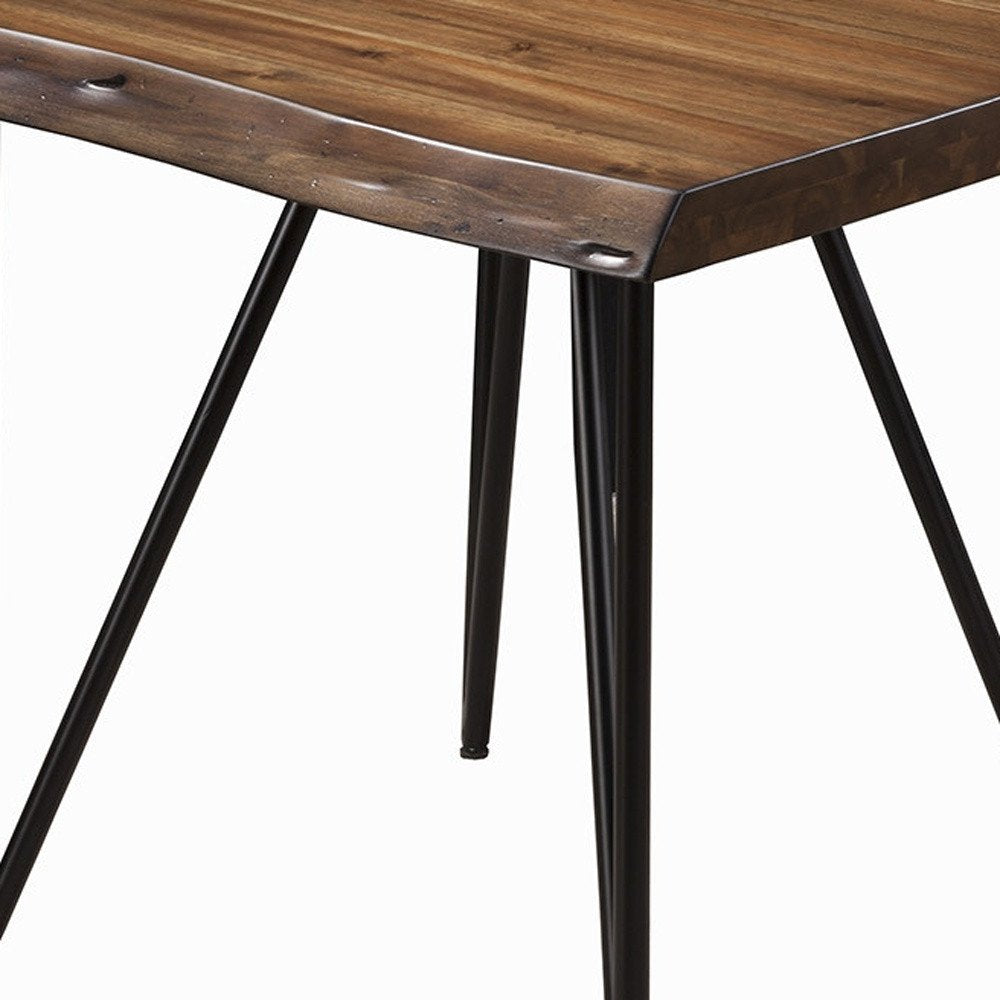 Black and Wood Brown Solid Wood End Table - 24-inch