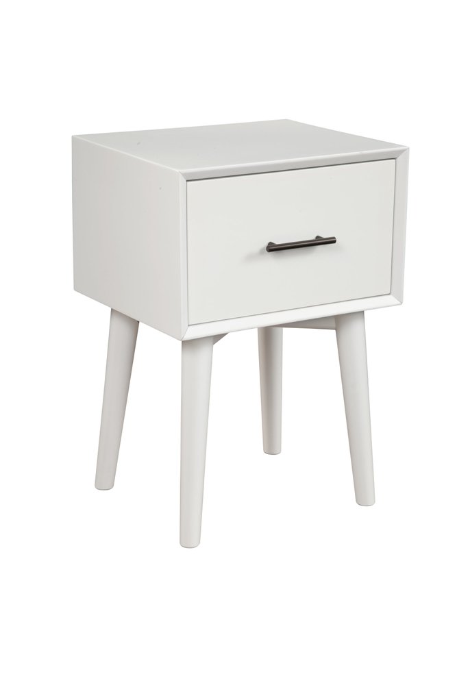 White Wood End Table with Drawer - 27-inch