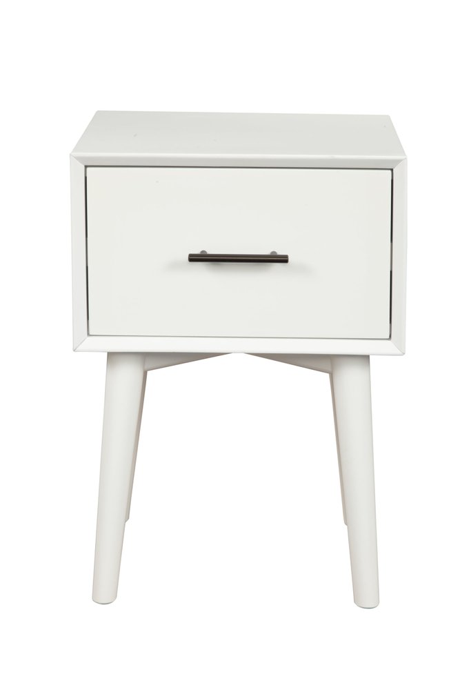 White Wood End Table with Drawer - 27-inch