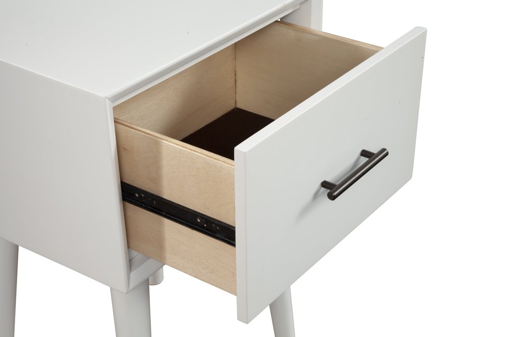 White Wood End Table with Drawer - 27-inch