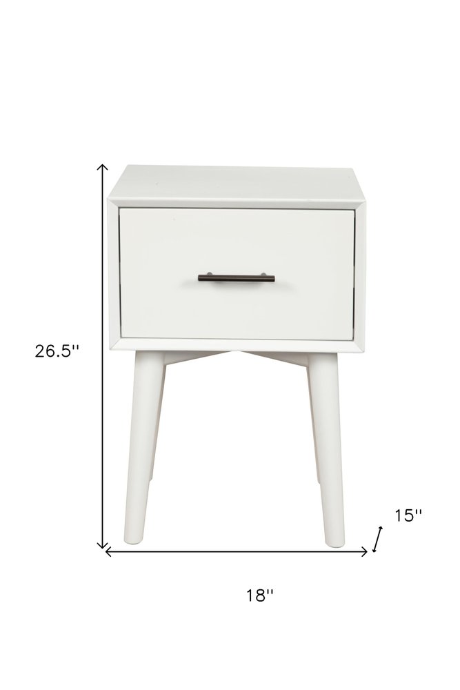 White Wood End Table with Drawer - 27-inch