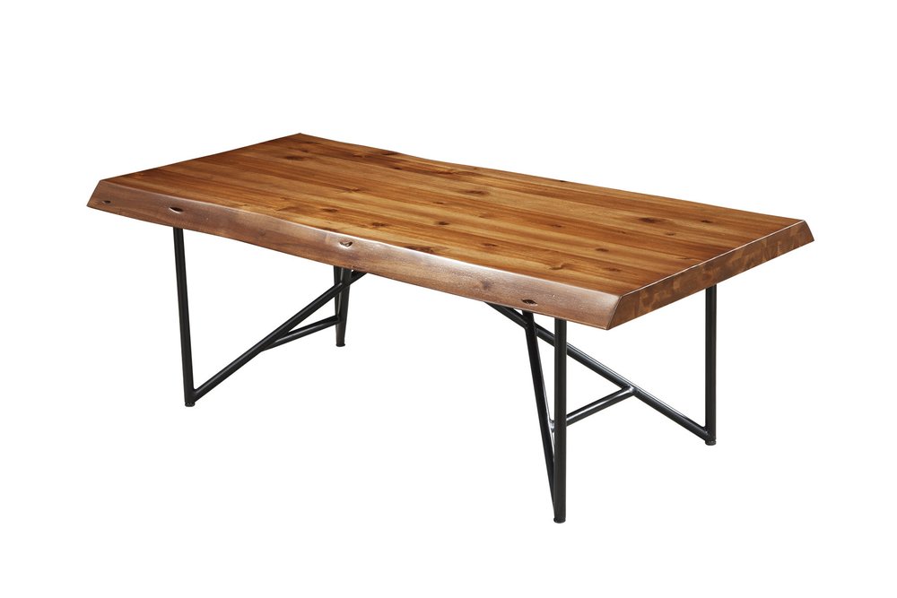 Brown and Black Solid Wood and Metal Coffee Table - 50-inch