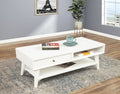 White Solid and Manufactured Wood Coffee Table with Drawer - 48-inch