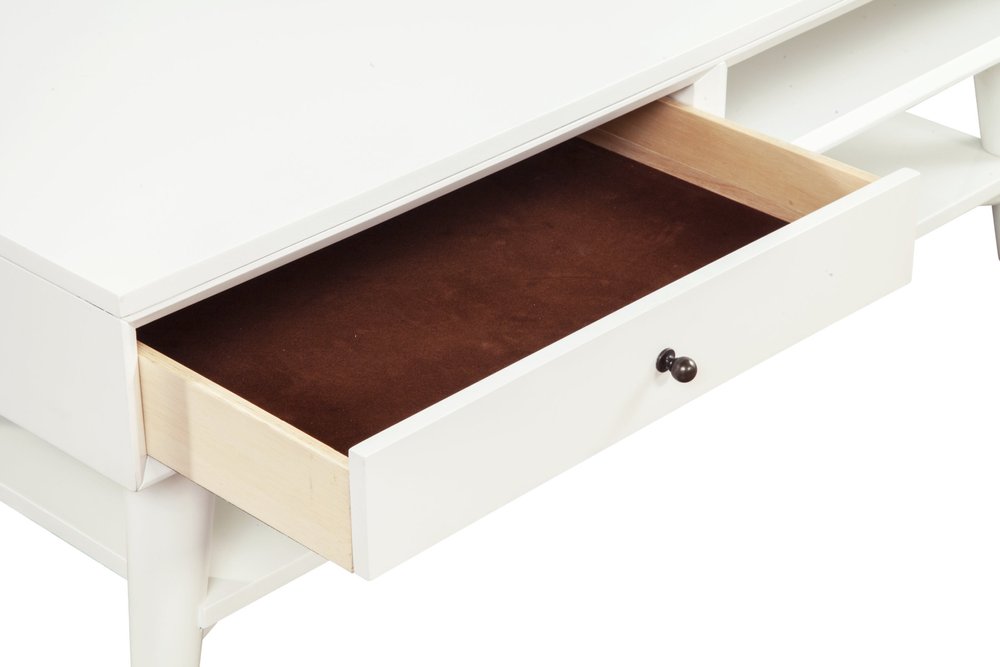 White Solid and Manufactured Wood Coffee Table with Drawer - 48-inch