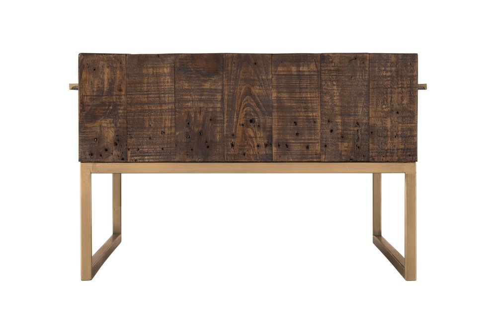 Dark Brown and Gold Metal Coffee Table with Drawer - 47-inch