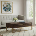 Dark Brown and Gold Metal Coffee Table with Drawer - 47-inch