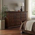 Chocolate Solid Wood Six Drawer Triple Dresser - 50-inch