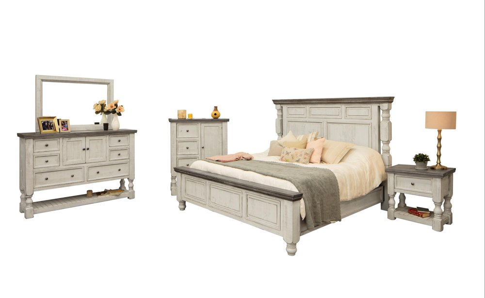 Gray and Ivory Solid Wood Six Drawer Triple Dresser - 62-inch