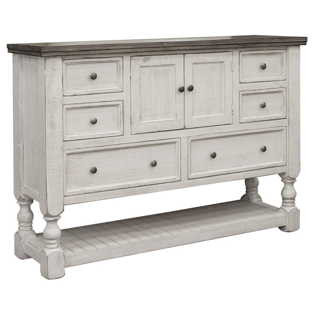 Gray and Ivory Solid Wood Six Drawer Triple Dresser - 62-inch