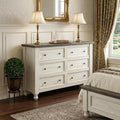 Gray and Ivory Solid Wood Six Drawer Double Dresser - 62-inch