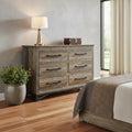 Brown Solid Wood Six Drawer Double Dresser - 62-inch
