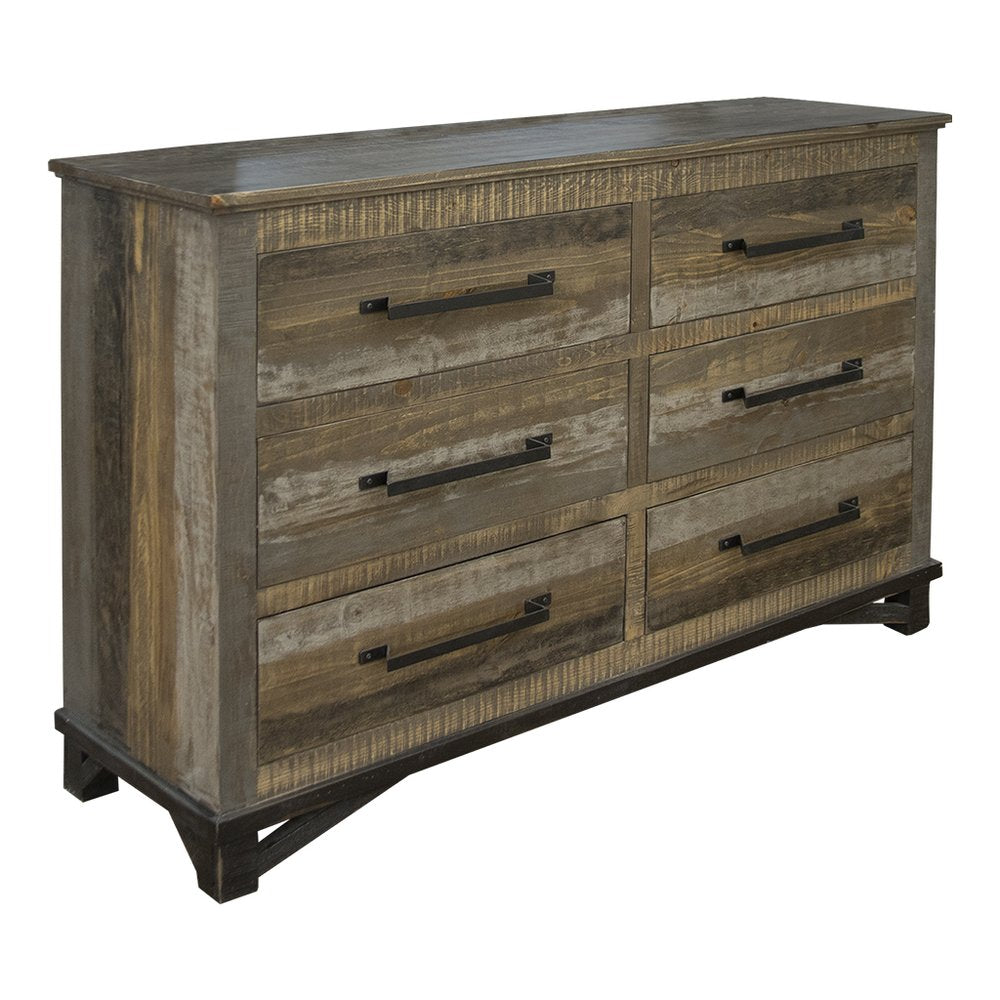 Brown Solid Wood Six Drawer Double Dresser - 62-inch