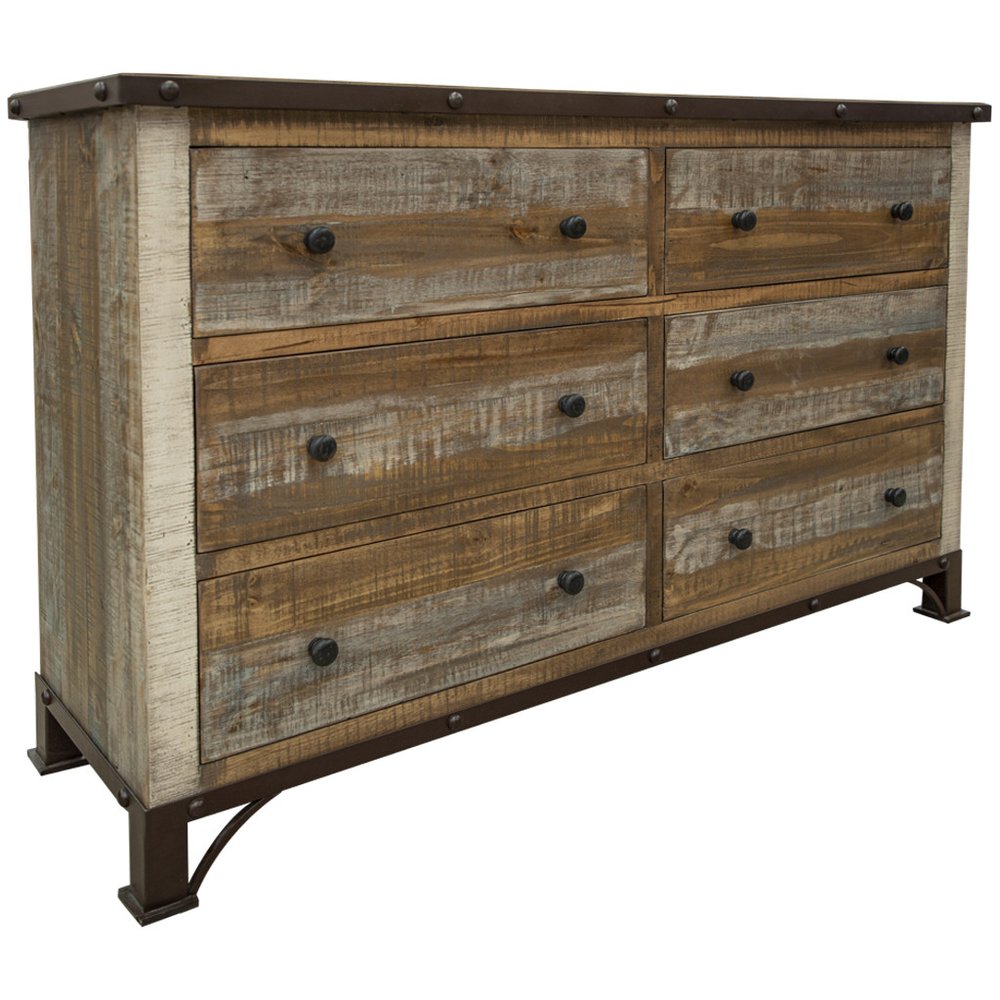 Brown Solid Wood Six Drawer Double Dresser - 61-inch