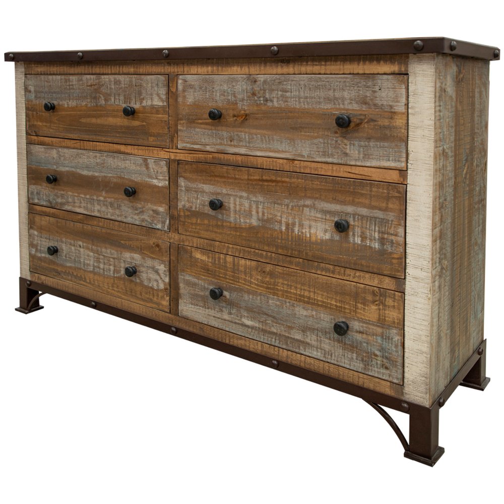 Brown Solid Wood Six Drawer Double Dresser - 61-inch