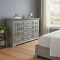Gray Solid Wood Six Drawer Triple Dresser - 69-inch