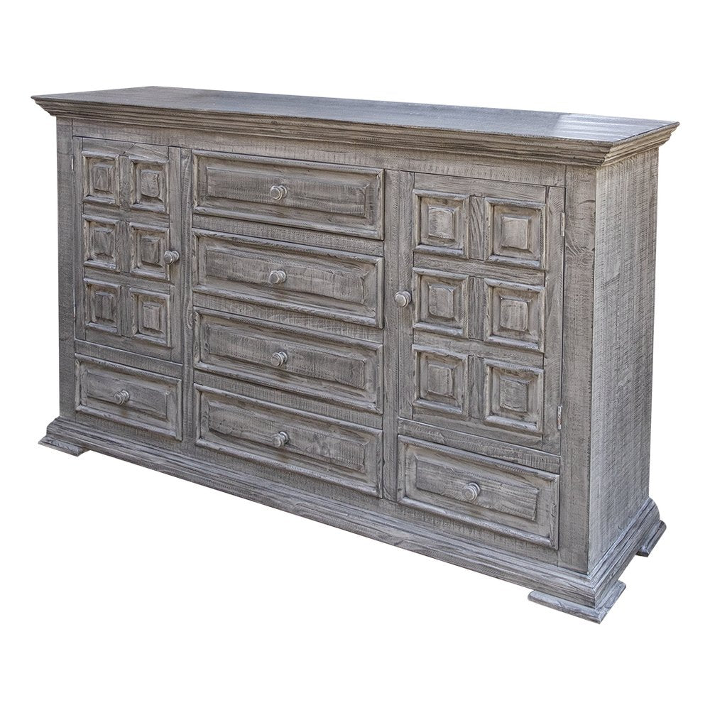 Gray Solid Wood Six Drawer Triple Dresser - 69-inch