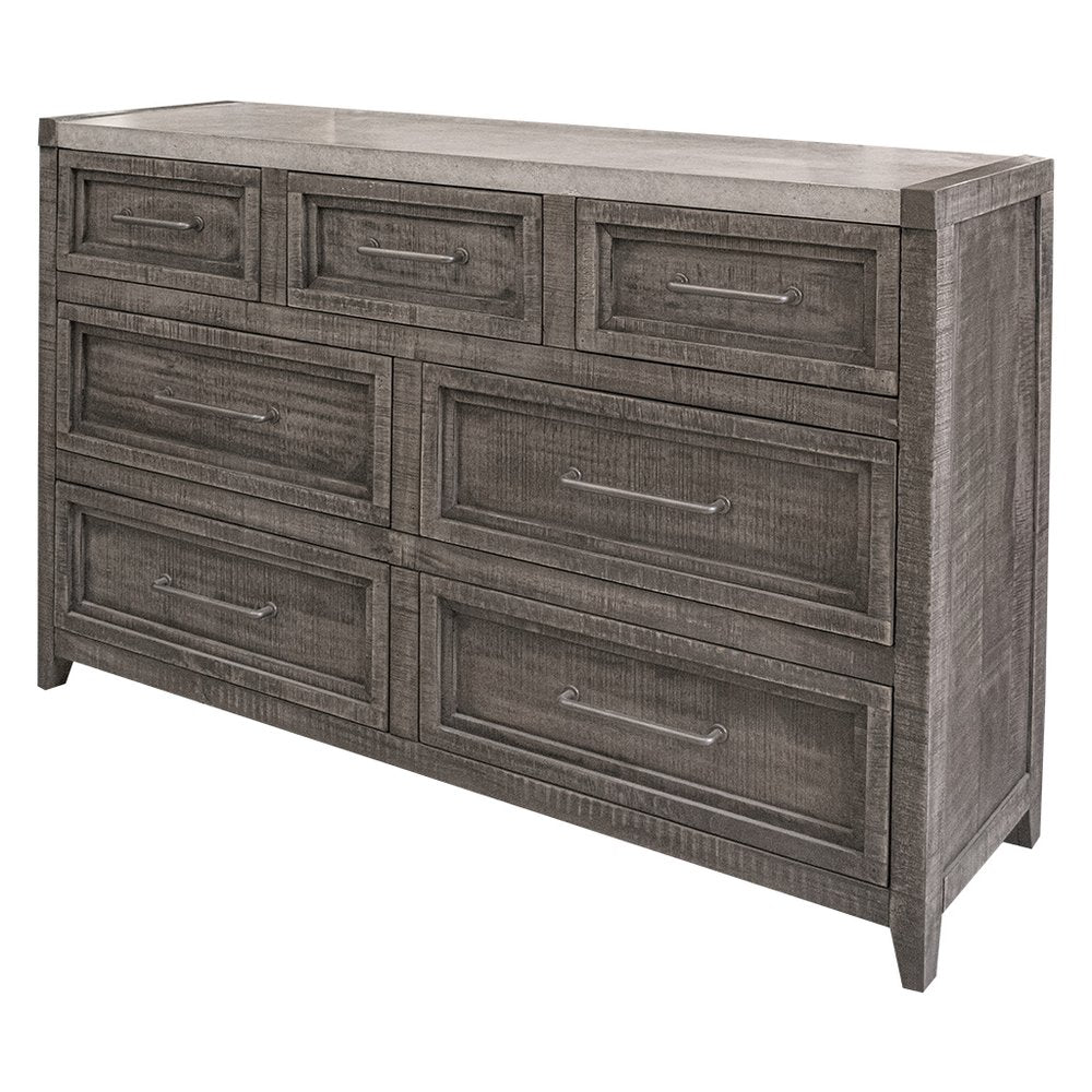 Gray Solid Wood Seven Drawer Triple Dresser - 62-inch