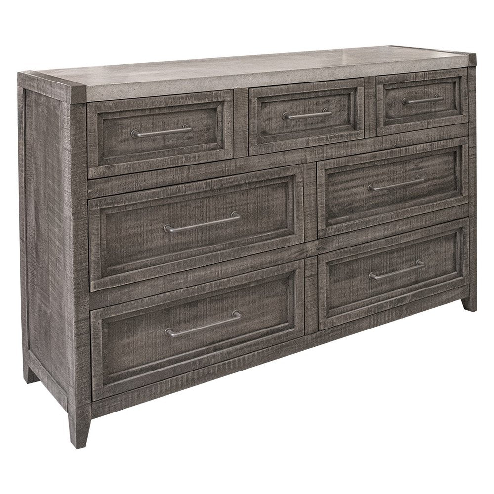 Gray Solid Wood Seven Drawer Triple Dresser - 62-inch